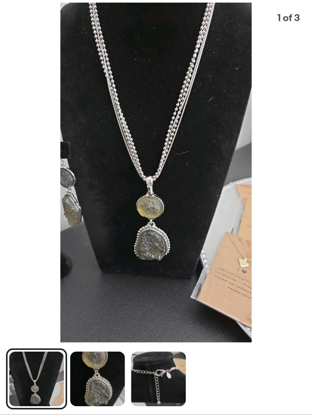 Chico's Faux Moldavite Pendant Necklace